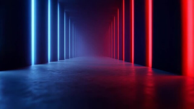 Explore a surreal corridor with dynamic lights and mysterious shadows leading to the unknown