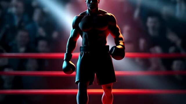 Experience the thrill of anticipation in a dramatic boxing ring showcasing an epic showdown atmosphere