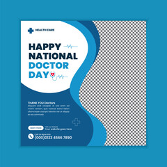 Happy National Doctors Day Professional Medical Social Media Post Design Template