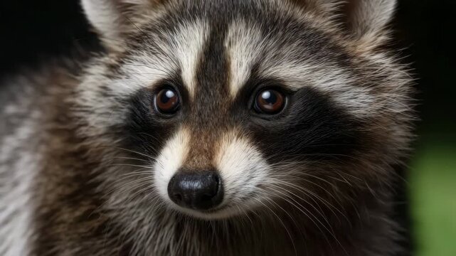 Captivating close-up portrait of a raccoon with expressive eyes and mask
