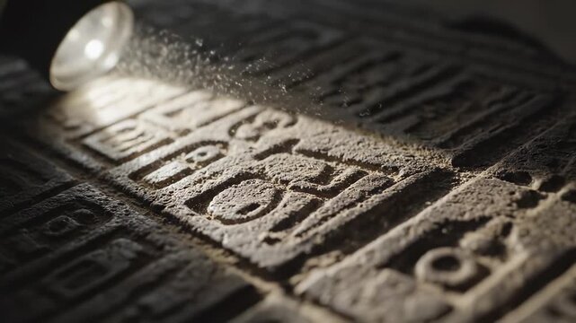 Closeup of ancient stone carvings