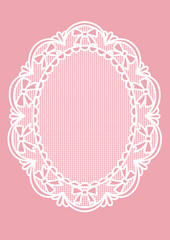 Vintage white frame oval shape lace border for design element. Vector illustration.