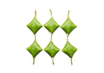 green ketupat trio on white background, ramadan eid mubarak symbol