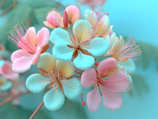  Bouquet mixed pink and blue flowers, field meadow and garden flowers pastel shades, beautiful background for a postcard, wallpaper, textile, screensaver for a phone computer