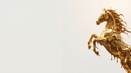 Fototapeta premium Golden Horse Sculpture Galloping into the Lunar New Year
