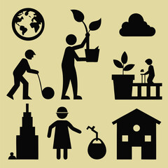 silhouette of a family work