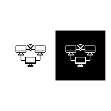 Local Area Network  icon black and white outline.