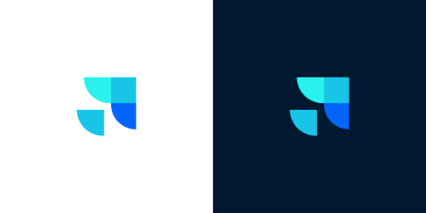 Abstract blue geometric logo, sleek and modern, resembling an initial or letter. This versatile icon symbolizes innovation, technology, and connectivity for a contemporary brand
