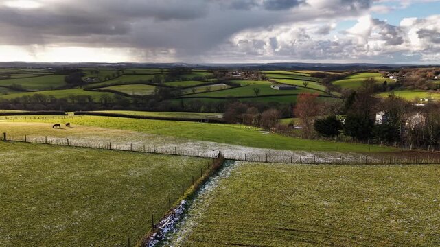 Rural winter farmland scene in the West Country of the UK