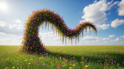 Beautiful floral archway in a vibrant field