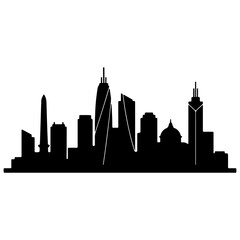 Modern City Skyline Silhouette with Skyscrapers