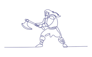 Fototapeta premium Viking Warrior Holding an Axe in a Battle Stance
