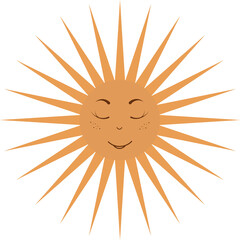 Cartoon Illustration of a Sun with Face