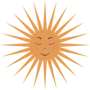 Cartoon Illustration of a Sun with Face