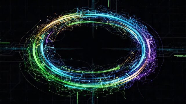 Colorful abstract digital art featuring a vibrant circular pattern isolated on a transparent background
