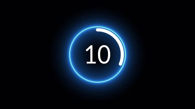 Countdown timer animation from 15 to 0 with alpha channel, 15 second countdown video on transparent background in 4k.