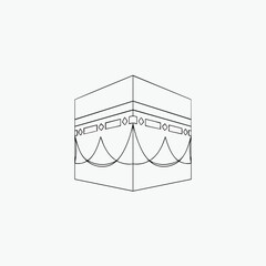 A simple Kaaba illustration during Ramadhan celebration with elegant design and minimalist style vector graphics