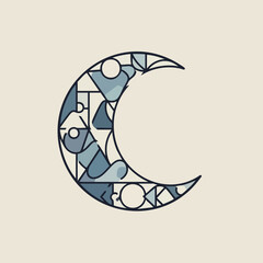 RAMADHAN crescent moon icon symbolizing Islamic faith and cultural heritage in a minimalist illustration