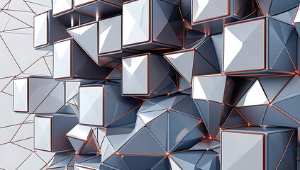 Stunning geometric shapes with metallic edges in modern tech design