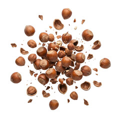 Hazelnuts and broken shells