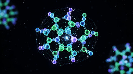 Colorful Molecular Structure in Space - Abstract Science Background