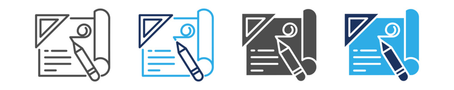 draft project icon sheet with multiple concept