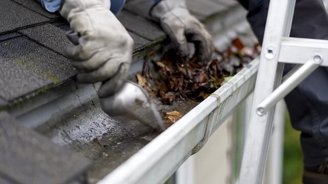 Maintaining Roof Gutters by Removing Debris with a Hands-On Approach
