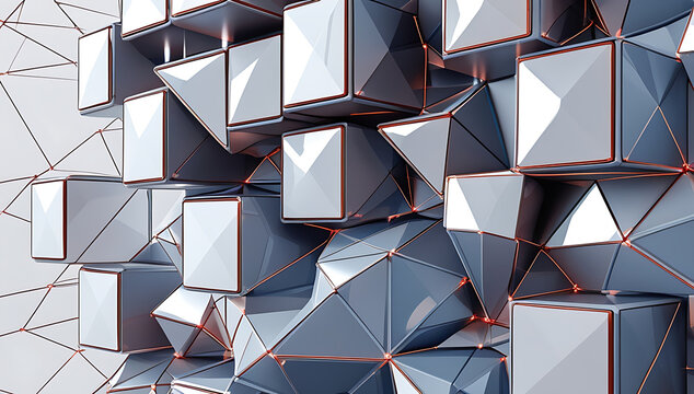 Stunning geometric shapes with metallic edges in modern tech design - Powered by Adobe