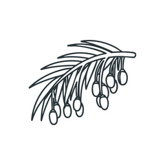 A minimalist illustration of a dates branch with hanging dates on a white background, symbolizing RAMADHAN