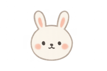 Cute white bunny head illustration with transparent background