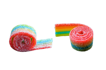 Colorful rolled candy isolated on transparent
