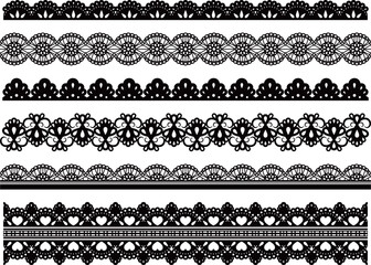 エレガントなレースのライン6種セット　ブラック