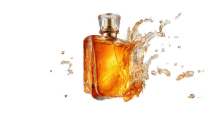 Luxury crystal glass bottle of perfume and transparent olive oil container with red liquid fragrance isolated on white for beauty spa and hygiene cosmetics