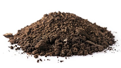 A close-up shot of a small pile of rich, dark brown soil, perfect for planting