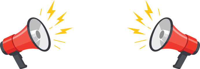 Two megaphones facing each other