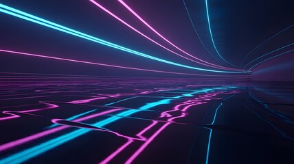 Abstract blue background with glowing lines and dynamic energy pattern