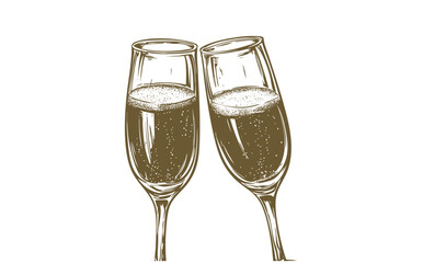 two glasses of champagne isolated