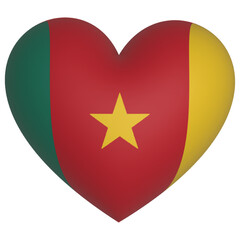 heart 3d Cameroon flag icon vector illustration sign 