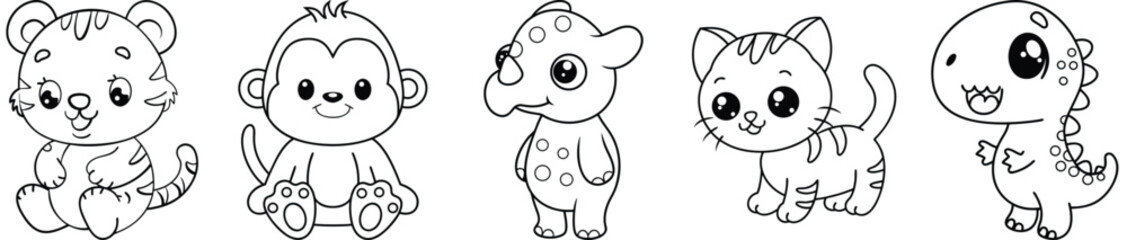 Adorable Animal Characters Set, Cute Kawaii Creatures Vector Illustration For Childrens Books Design