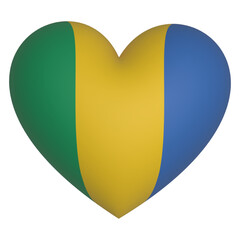 3d heart Gabon flag icon vector illustration sign 