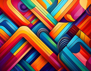 abstract geometric shapes in vibrant colors create a playful background