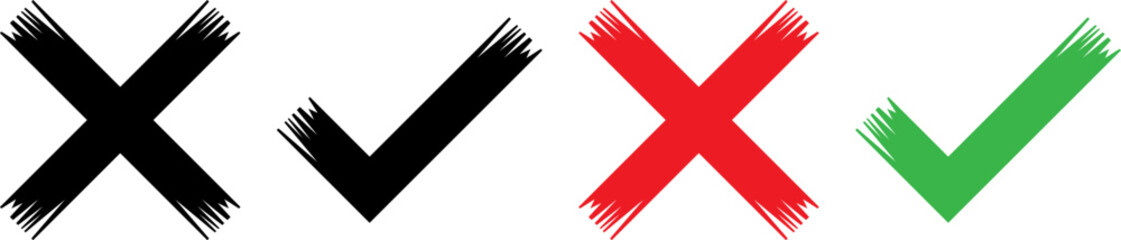 Obraz premium Minimalist checkmark and cross symbols