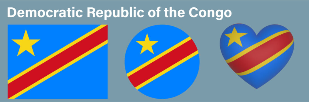 set flag of Democratic Republic of Congo icon vector illustration