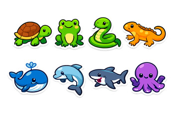 Obraz premium Cartoon animal illustrations set