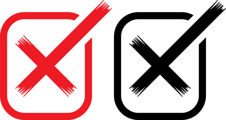 Obraz premium Minimalist check and cross icons