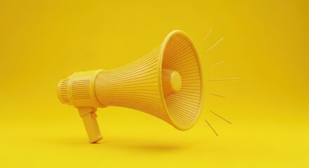 Yellow Megaphone on Bright Yellow Background for Attention and Communication Concept
