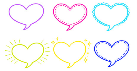 heart shaped speech bubbles set with unique doodle styles romantic love conversation symbols