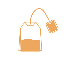 Tea package icon displayed on a white background. Tea in a paper bag. Vector