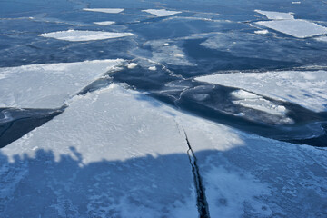 北海道　船上から見たオホーツク海の流氷