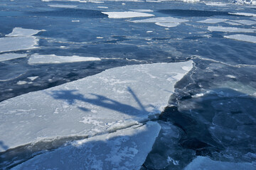 北海道　船上から見たオホーツク海の流氷